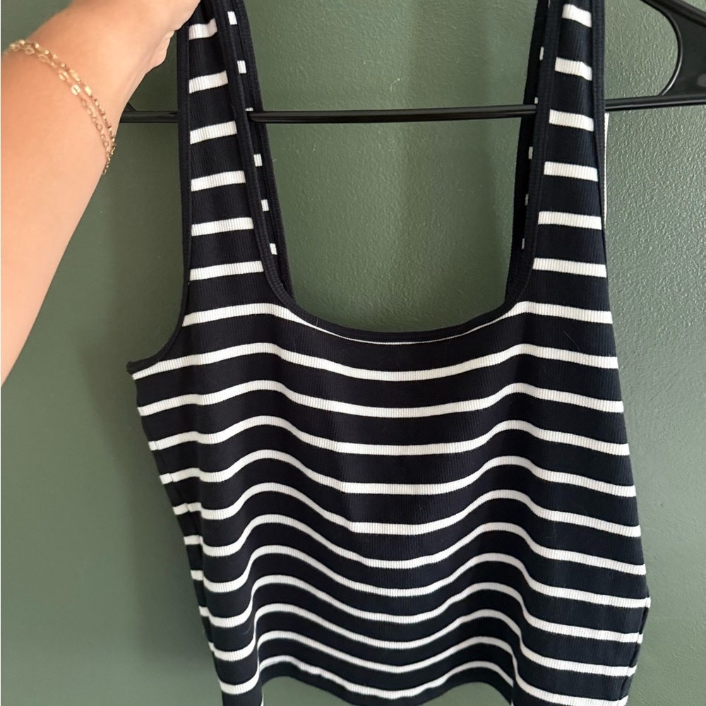 Abercrombie & Fitch Black and White Striped Tank Top